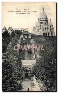 Old Postcard Paris The Sacre Coeur and Montmartre Funicular