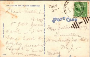 Majestic Breaker Mighty Deep Weekapaug RI Rhode Island Linen Postcard PM Cancel 