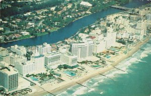 USA Florida Miami Aerial View Showing Hotel Strip Vintage Postcard C352