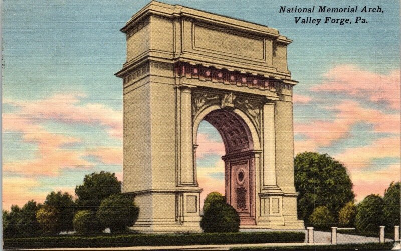 National Memorial Arch Valley Forge PA Pennsylvania Linen Postcard PM Cancel WOB 