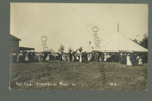 Strawberry Point IOWA RPPC 1909 COUNTY FAIR Tents Crowd nr Manchester Elkader