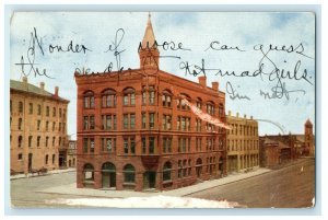 1908 Street View Of Buildings Rock Island Illinois IL Posted Antique Postcard  