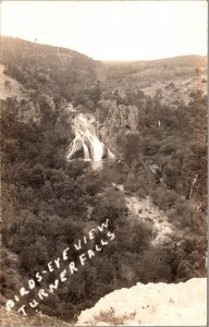 Real Photo Postcard Birds Eye View of Turner Falls in Davis, Oklahoma