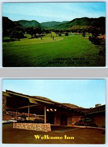 2 Postcards ESCONDIDO, CA ~ Lawrence Welk COUNTRY CLUB 16th Green WELKOME INN
