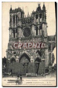 Postcard The Old War 1914 15 16 Amiens Somme Cathedral guarantee against bombing