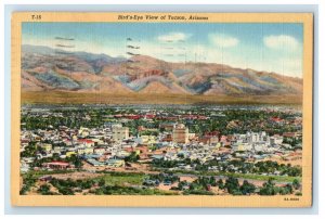 1940 Bird's Eye View Of Tucson Arizona AZ, Showing Mountain Vintage Postcard