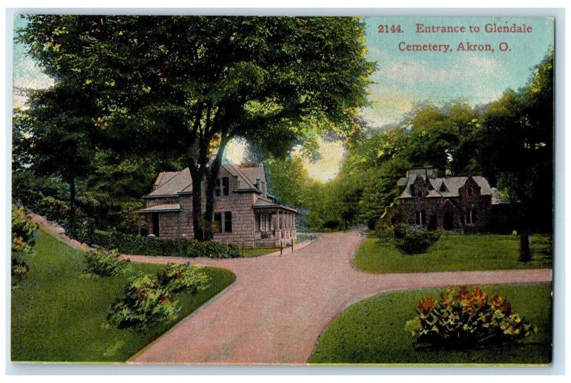 1910 Entrance to Glendale Akron Ohio OH Garden View Antique Posted Postcard