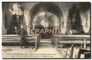 Sainte Genevieve Old Postcard Effects of German shells in the vault of the ch...