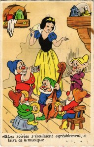 PC CPA DISNEY, SNOW WTHITE AND THE SEVEN DWARFS, VINTAGE POSTCARD (b15167)