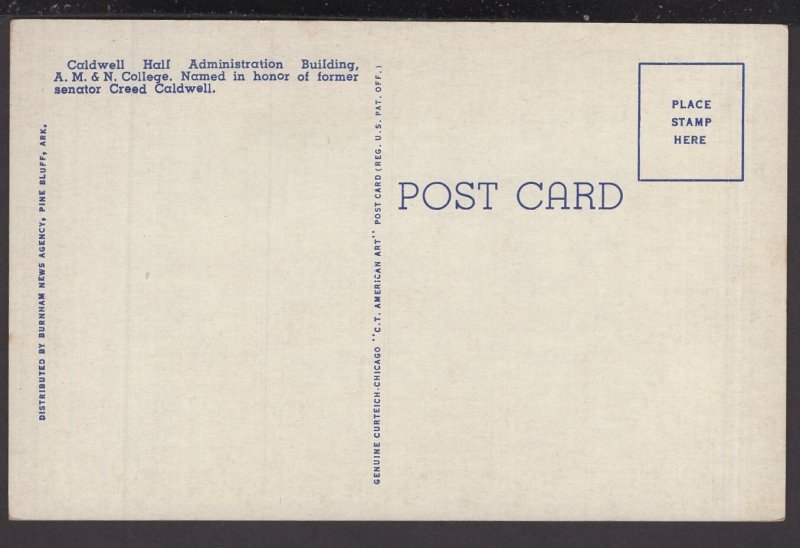 Arkansas Pine Bluff Caldwell Hall Administration Bldg, A.M. & N. College LINEN