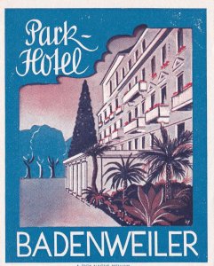 Germany Badenweiler Park Hotel Vintage Luggage Label sk3742