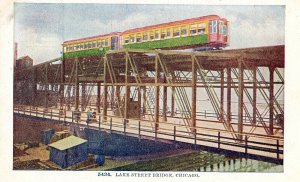 Postcard Early View of Train on Lake Street Bridge, Chicago, IL.        S6