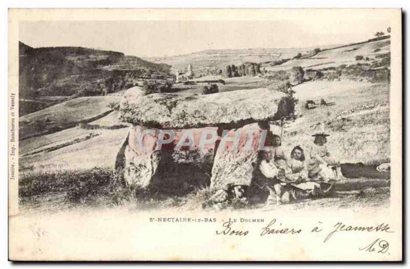 Old Postcard Megalith Dolmen Saint Nectaire down dolmen