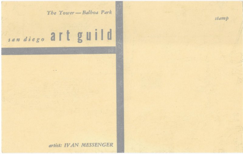 The Tower Balboa Park Hand Drawn San Diego Art Guild California