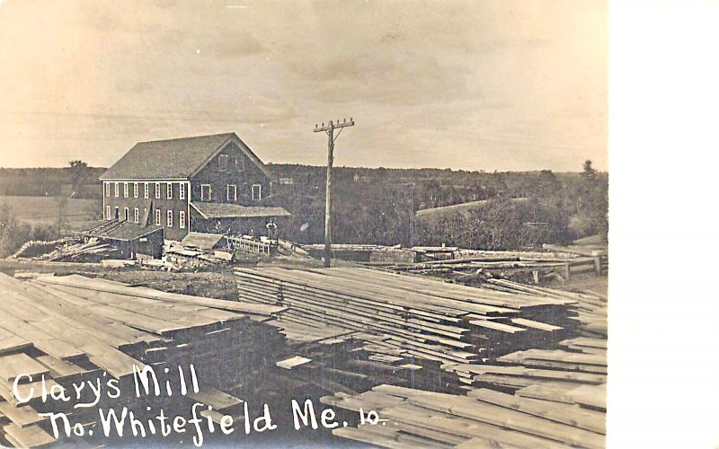 1919 North Whitefield ME Clary's Lumber Mill 10, Real Photo Postcard