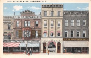 Plainfield New Jersey First National Bank, White Border Vintage Postcard U10127