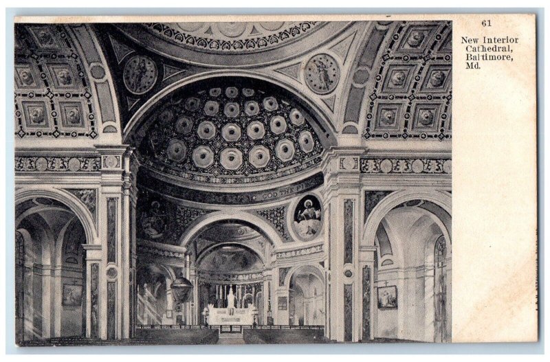 1905 New Interior Cathedral Altar Baltimore Maryland MD Vintage Antique Postcard 