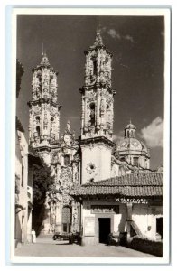 RPPC TAXCO, Mexico ~ Street Scene  CATHEDRAL Grocery Store 1946 Car  Postcard