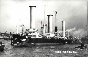 RMS Barbara British Navy Ship Tugboat Real Photo Vintage Postcard