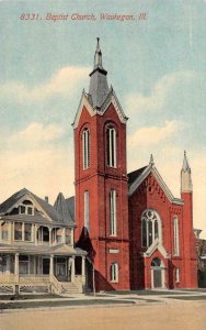 Baptist Church, Waukegan, Illinois Lake County c1910s Vintage Postcard