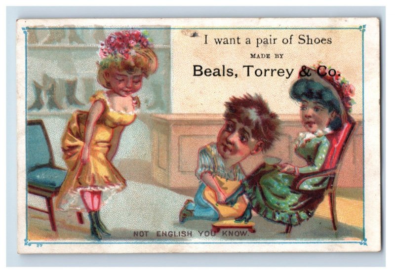 1880s Beals Torrey & Co. Shoe Store Scenes Comical Caricatures Lot Of 3 F46