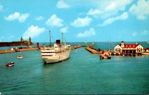 Illinois Chicago Lake Michigan Showing Coast Guard Station Navy Pier and Chic...