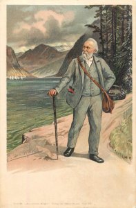 B582 Tyrolean poet and scientist Adolf Pichler during a nature hike chromo 1900s