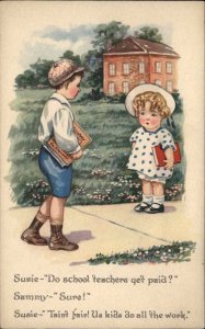 G&B Susie and Sammy Little Boy and Girl Vintage Postcard