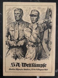 1938 Berlin Germany Picture Postcard cover SA competitions