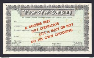 Rogers Peet Company - makers of fine clothes Fashion - Gift Certificate BLOTTER