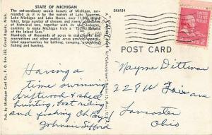 Michigan MI Map Card 1953