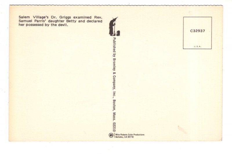 Dr Griggs, Samuel Parris' Daughter, Possessed Devil Salem. Massachusetts Witch