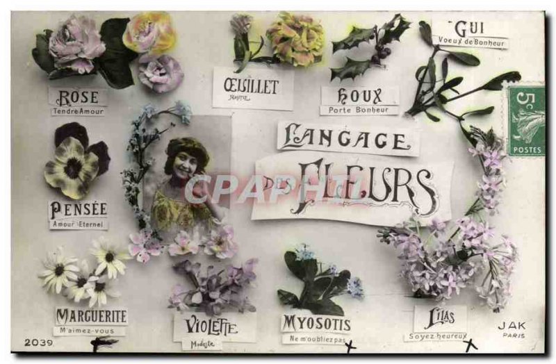 Old Postcard Fantasy Flowers of Language