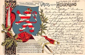 Hessenland Germany Gruss aus Lion Crest Vintage Postcard AA62281