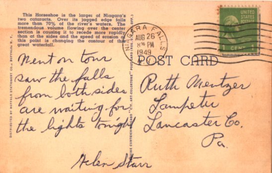 scenic postcard: Niagara Falls, the Horseshoe