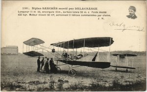 PC CPA AVIATION, BIPLAN SANCHÉS PAR DELAGRANGE, Vintage Postcard (b24207)