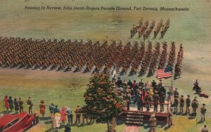 Vintage Postcard 1944 John Jacob Rogers Parade Ground Fort Devens Massachusetts