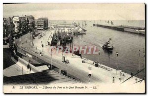 Old Postcard Treport L & # 39Entree The Harbor And The Quai Francois 1er Boat