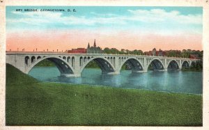 Vintage Postcard Key Bridge Concrete Georgetown Connecting Washington-Virginia