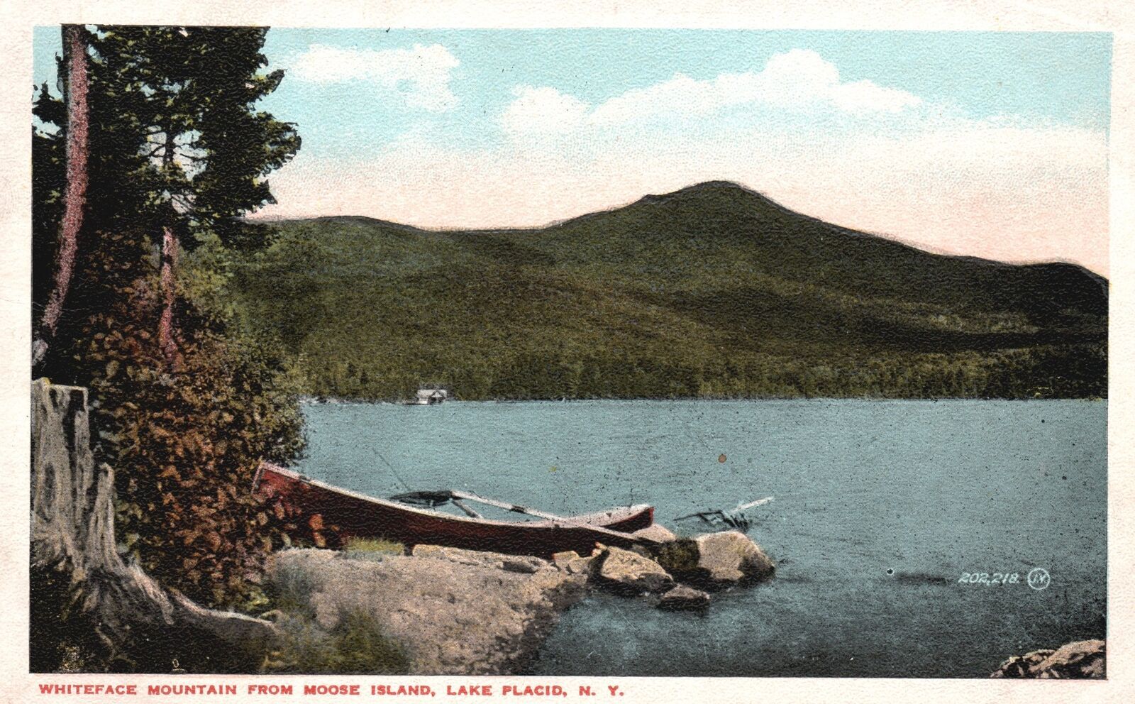 Vintage Postcard White Face Mountain From Moose Island Lake Placid New ...