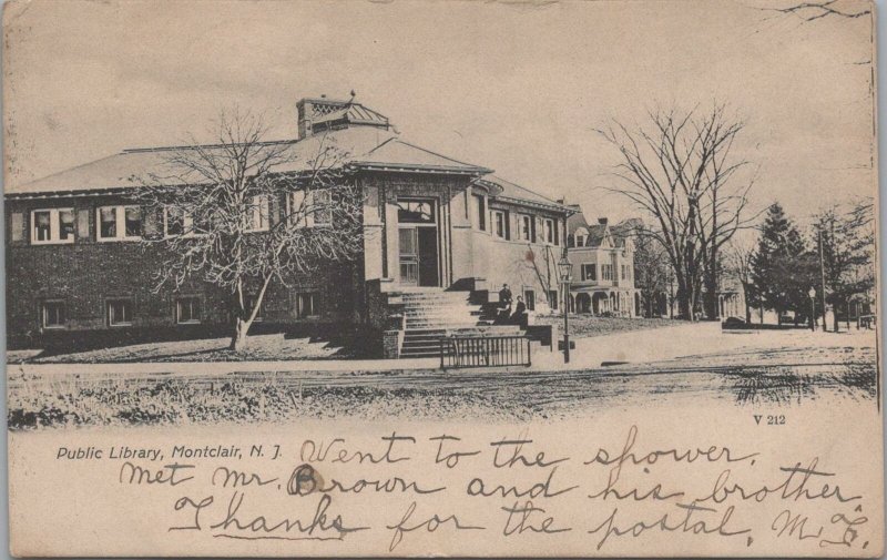 Postcard Public Library Montclair NJ 1906