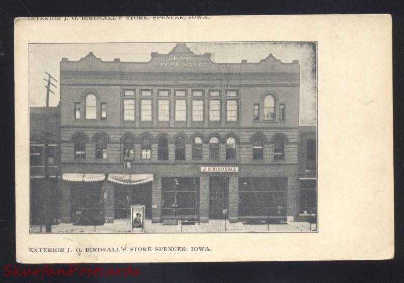 SPENCER IOWA J.G. BIRDSALL'S STORE VINTAGE ADVERTISING POSTCARD DOWNTOWN