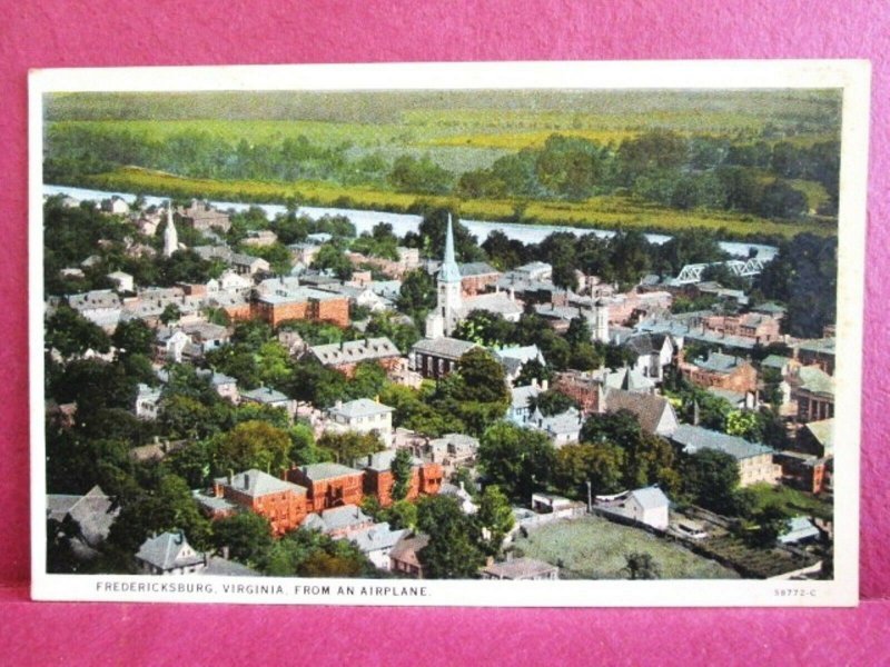 Postcard VA Fredericksburg Scene from Airplane