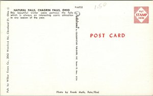 Vtg Chagrin Falls Ohio OH Natural Falls Waterfall 1950s Postcard