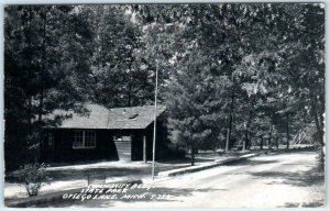 RPPC  OTSEGO LAKE, Michigan MI   State Park COMMUNITY BUILDING  c1950s  Postcard