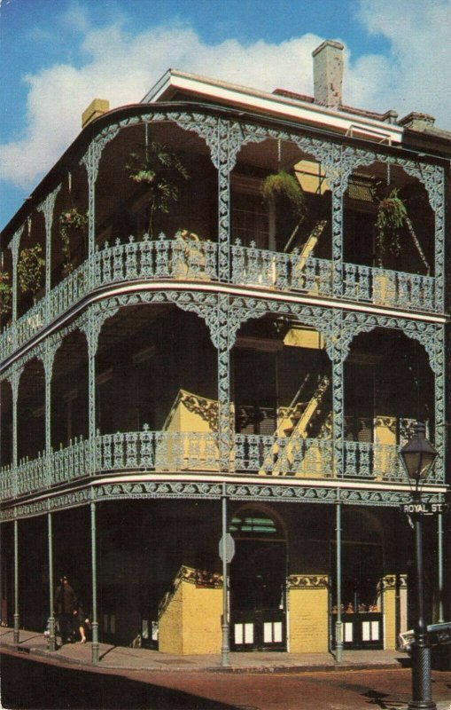 Postcard Old Iron Laced Balconies Royal Street New Orleans Louisiana