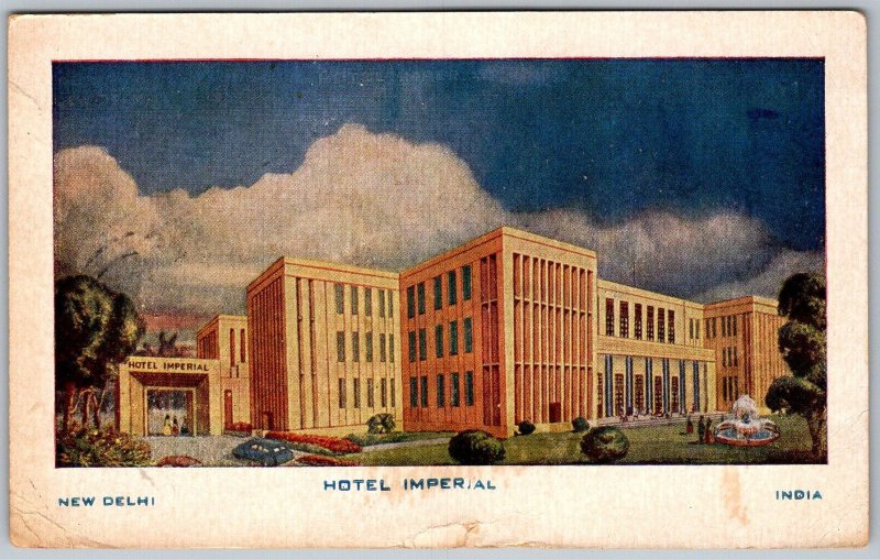 New Delhi India 1957 Postcard Hotel Imperial an Oberdi Hotel Asia