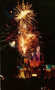 Disneyland Anaheim Fantasy In The Sky Fireworks Chrome Postcard 08.71