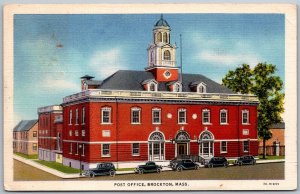 Brockton Massachusetts 1936 Postcard Post Office Cars