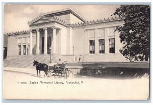 Pawtucket Rhode Island Postcard Sayles Memorial Library Exterior Roadside c1905s